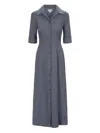 Staud Joan Button-up Midi Dress In Gray