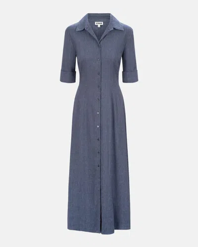 Staud Joan Linen Shirtdress In Chambray
