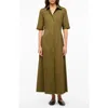 Staud Joan Maxi Shirtdress In Sergeant Green