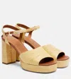 Staud Jodie Raffia And Leather Platform Sandals