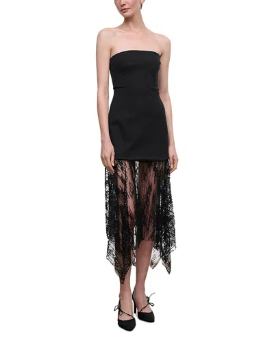 Staud Jolie Embellished Strapless Dress In Black