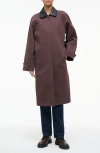 Staud Jonah Leather Collar Coat In Brown