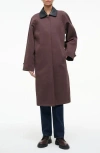 Staud Jonah Leather Collar Coat In Brown