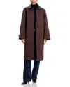 Staud Jonah Leather Collar Coat In Brown