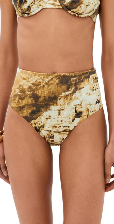 Staud Jonnie High Rise Bikini Bottom Cliffside In Brown