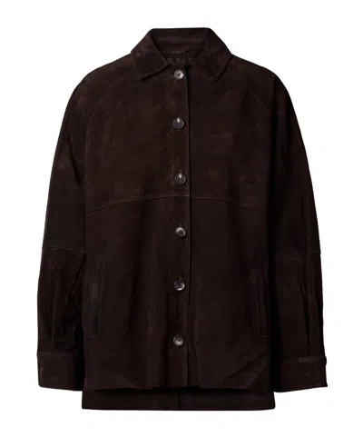 Staud Josette Suede Jacket In Brown