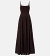 Staud Joy Cotton-blend Faille Maxi Dress In Brown