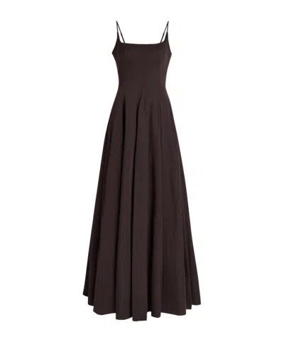 Staud Joy Cotton-blend Maxi Dress In Brown
