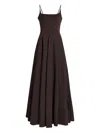 Staud Joy Cotton-blend Faille Maxi Dress In Brown