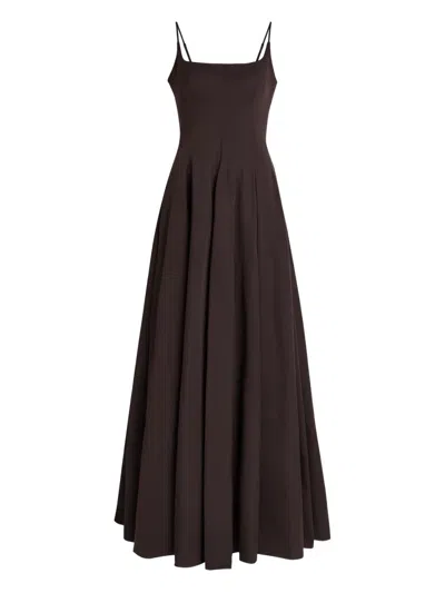 STAUD JOY SQUARE-NECK FLARED MAXI DRESS