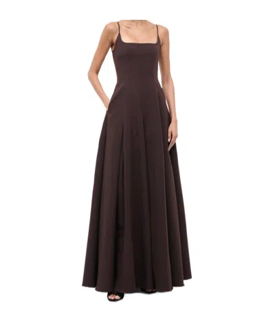 STAUD JOY SQUARE-NECK FLARED MAXI DRESS
