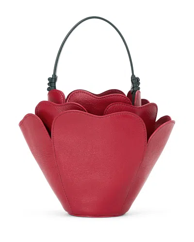 Staud Juliet Leather Bucket Bag In Rouge