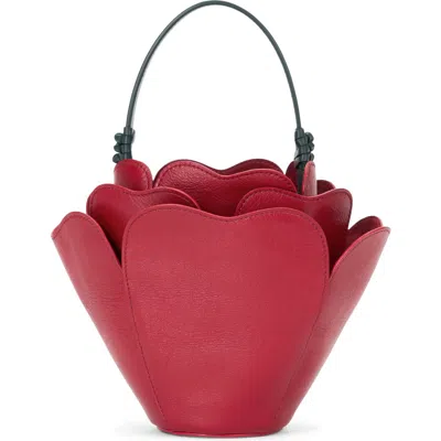 Staud Juliet Leather Bucket Bag In Oxblood