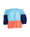 Shop Staud Juliet Off Shoulder Top In Multicolor Cotton