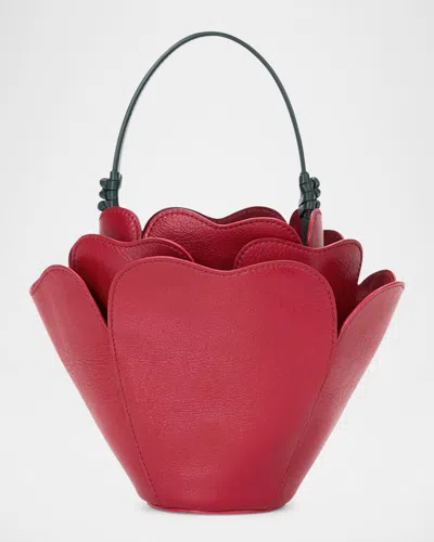 Staud Juliet Rose Leather Top-handle Bag In Rouge