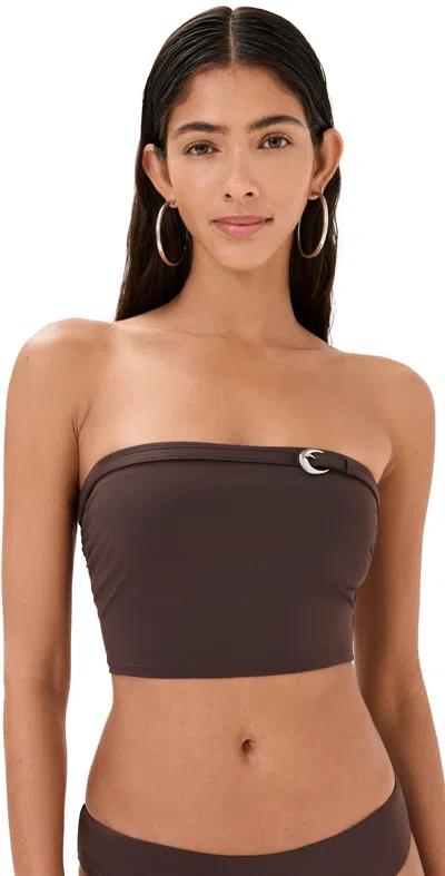 Staud Juno Bikini Top Dark Chocolate