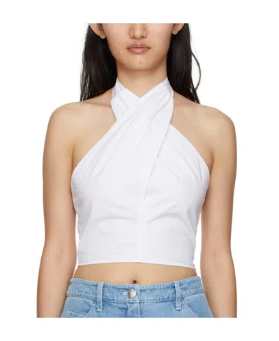 Staud Kai Belted Neck Blouse In White