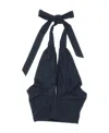 Staud Kai Cropped Halter-neck Cotton Top In Black