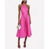 Staud Kai Midi Length Stretch Cotton Halter Dress In Pink Peony In Pink