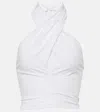 Staud Kai Smocked Cotton Crop Top In White