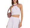 Staud Kai Smocked Cotton Crop Top In White