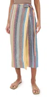 Staud Kaitlin Linen Skirt Market Stripe