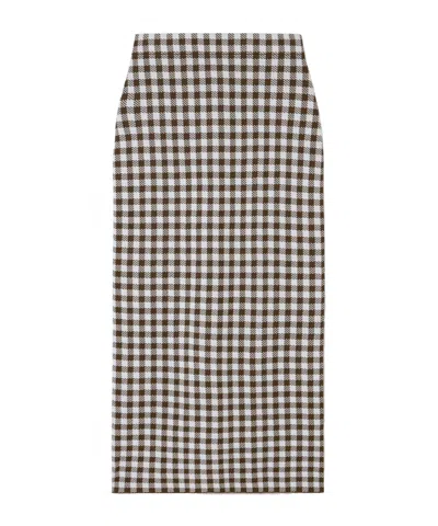 Staud Karina Plaid Jacquard Midi Skirt In Multi