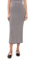 Staud Karina Gingham Jacquard-knit Midi Skirt In Dark Chocolate Gingham