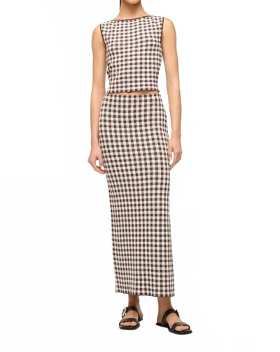 Staud Karina Skirt In Dark Chocolate Gingham