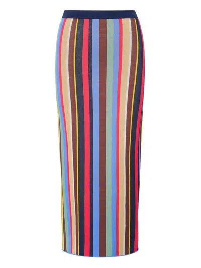 Staud Karina Stripe Midi Skirt In Multi