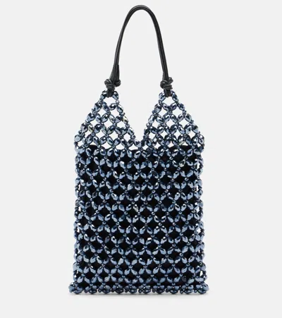 Staud Karla Beaded Top-handle Bag In Blue