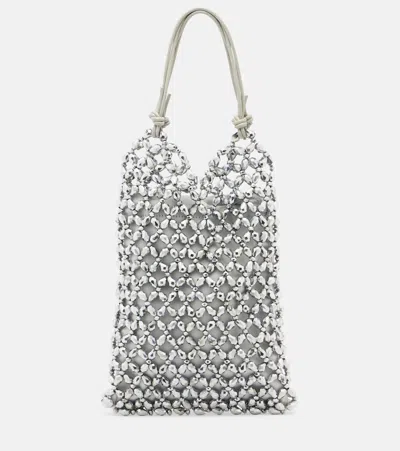 Staud Karla Beaded Top-handle Bag In Silver