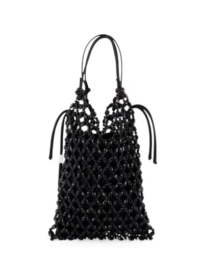 Staud Karla Crystal Beaded Shoulder Bag In Black