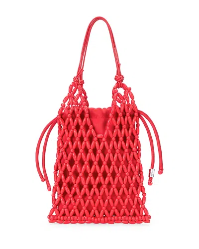 Staud Kelly Beaded Bucket Bag In Red