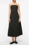 Staud Kennedy Strapless Cotton Blend Cocktail Dress In Black