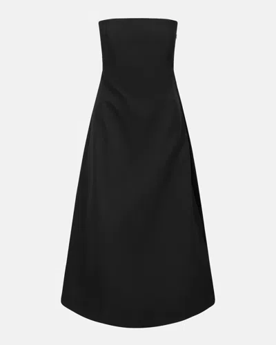 Staud Kennedy Strapless Midi Dress In Black