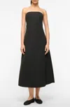 Staud Kennedy Strapless Cotton Blend Cocktail Dress In Black
