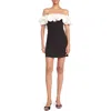 Staud Kiara Off The Shoulder Minidress In Black Ivory