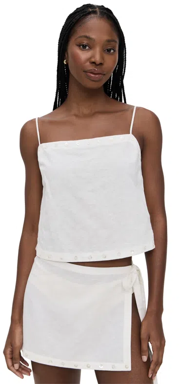 Staud Kirra Linen Tank Ivory In White