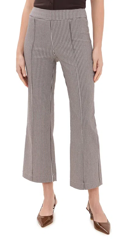 Staud Knack Pants Dark Chocolate Micro Check In Dcmc Dark Chocolate
