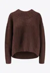Staud Knitted Cashmere V-neck Sweater In Brown