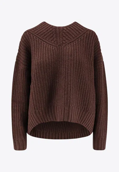 STAUD KNITTED CASHMERE V-NECK SWEATER