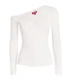 Staud Craftsman One Shoulder Ribbed Cardigan In Ivory