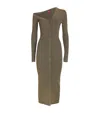 Shop Staud Knitted Craftsman Midi Dress In Gold