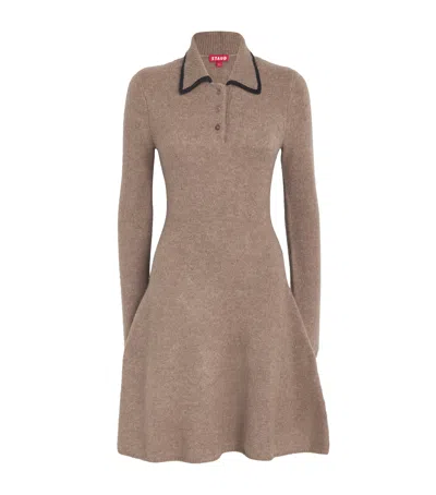 Staud Taupe Dujour Minidress In Msbk Mushroom/black