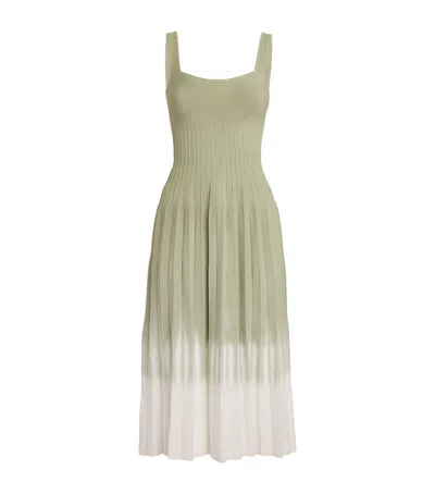 Staud Knitted Ellison Midi Dress In Pale Jade