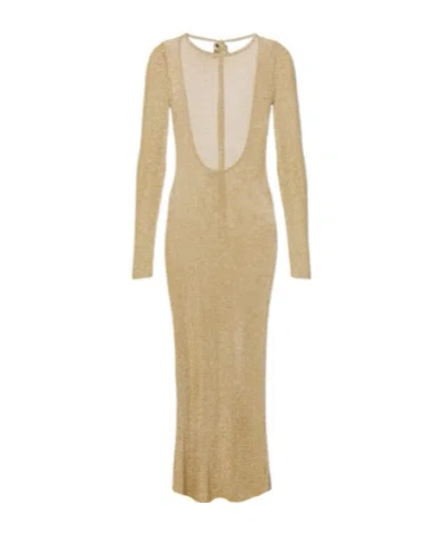 Staud Knitted Maxi Dress In Brown
