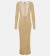 Staud Knitted Maxi Dress In Gold