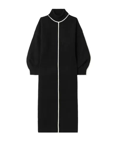 Staud Knitted Turtleneck Midi Dress In Black