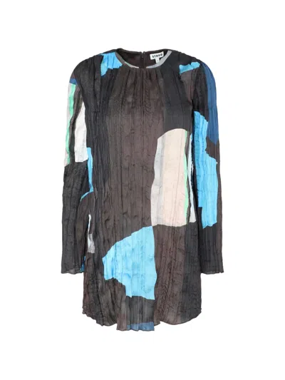 Staud Kona Prism-pattern Mini Dress In Black